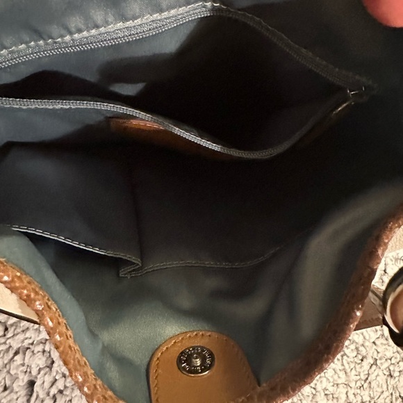 Coach Crossbody with brown snakeskin trim and strap. - Picture 7 of 9